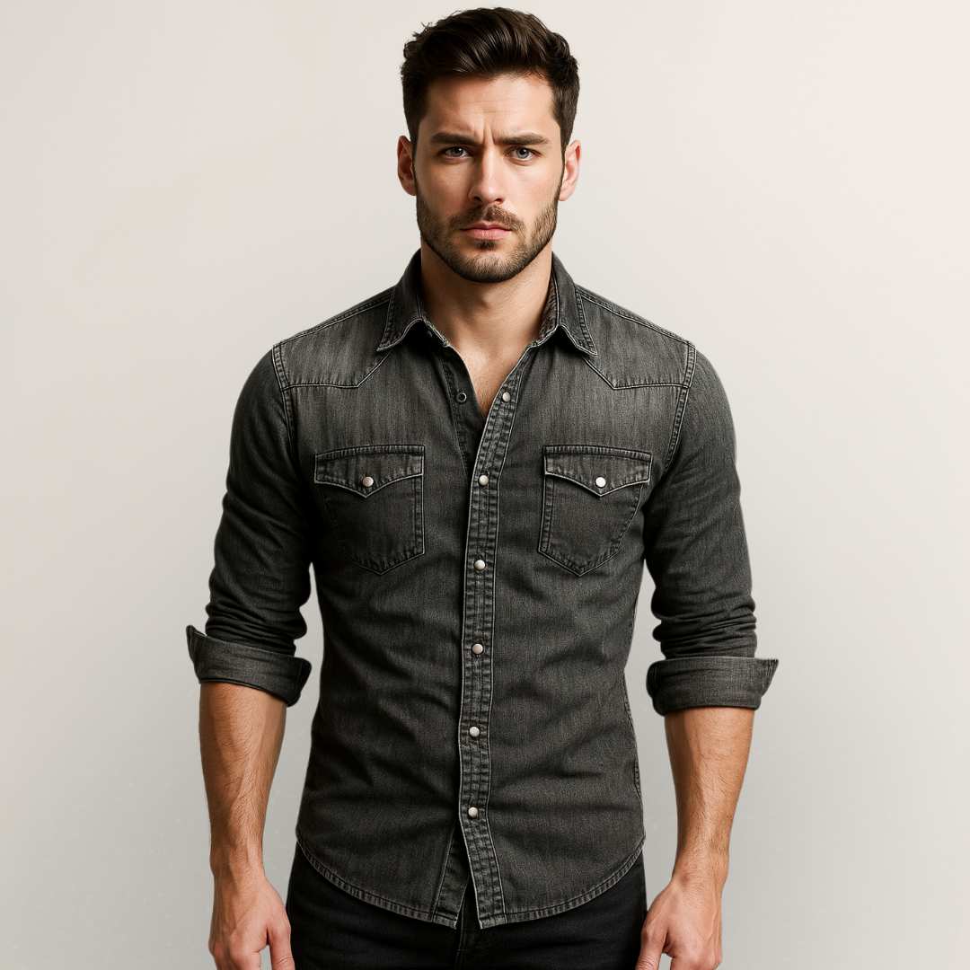 Men’s Casual Denim Shirt with Timeless Style and Comfortable Fit