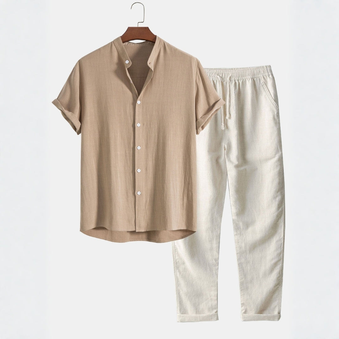 Men's Casual Linen Shirt and Pants Set – Stylish, Comfortable Outfit for Warm Weather