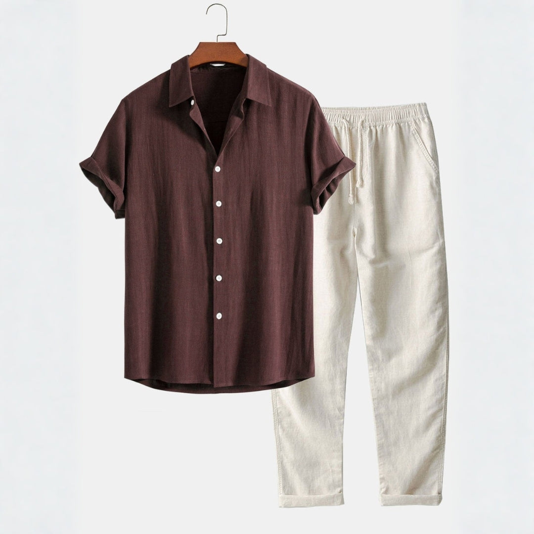 Men's Casual Linen Shirt and Pants Set – Stylish, Comfortable Outfit for Warm Weather