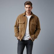 Men’s Corduroy Button Up Jacket with Sherpa Lining