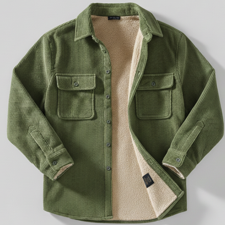 Men’s Corduroy Button Up Jacket with Sherpa Lining