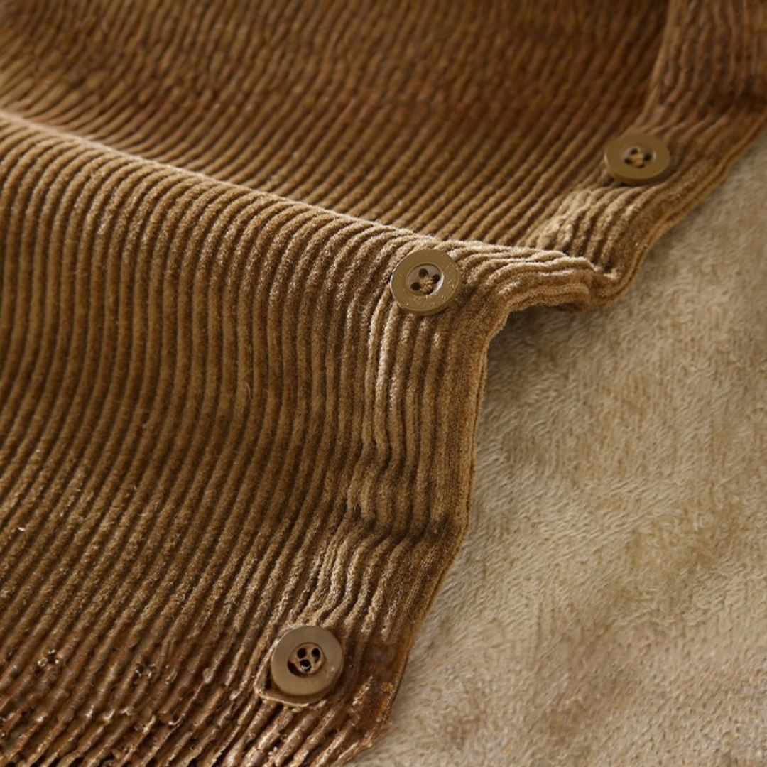 Men’s Corduroy Button Up Jacket with Sherpa Lining