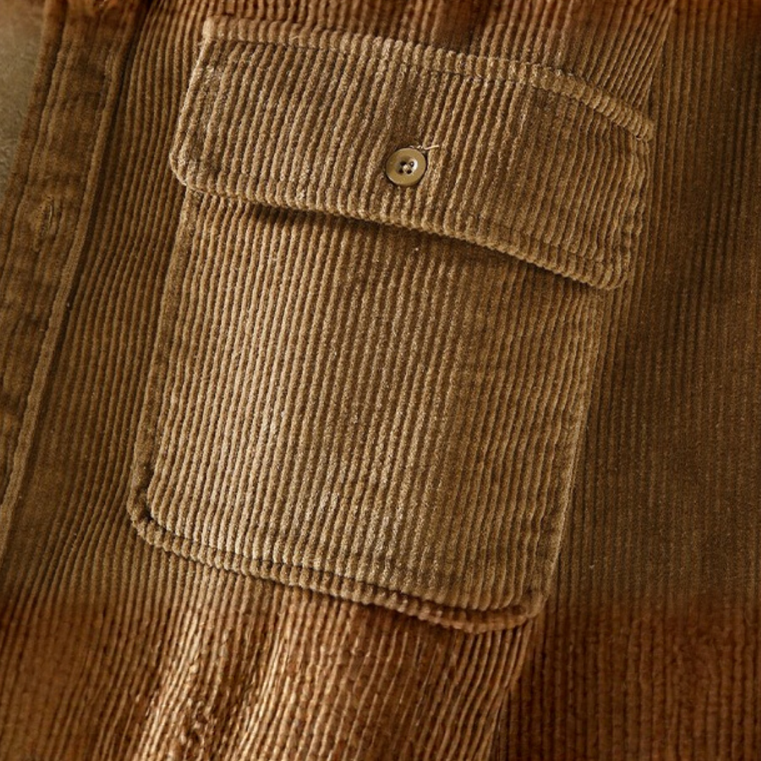 Men’s Corduroy Button Up Jacket with Sherpa Lining