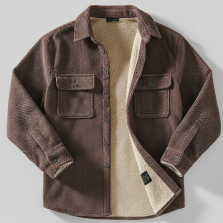 Men’s Corduroy Button Up Jacket with Sherpa Lining
