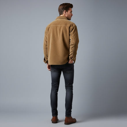Men’s Corduroy Button Up Jacket with Sherpa Lining
