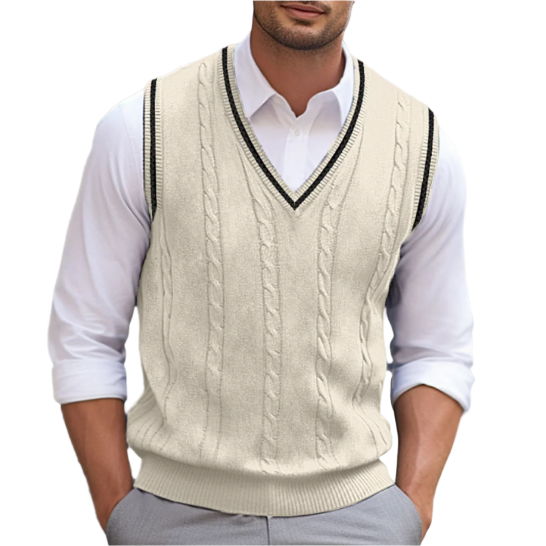 Men’s Elegant Sleeveless Sweater with V-Neck and Modern Fit