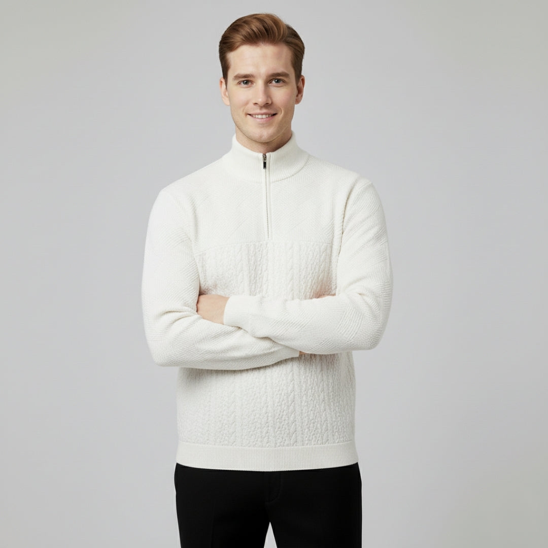 Men’s Half Zip Sweater with High Neck