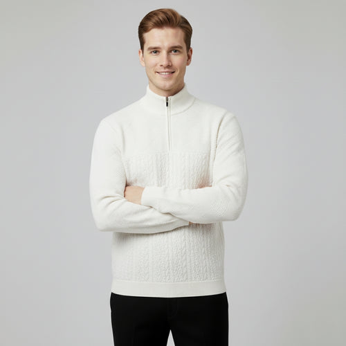Men’s Half Zip Sweater with High Neck