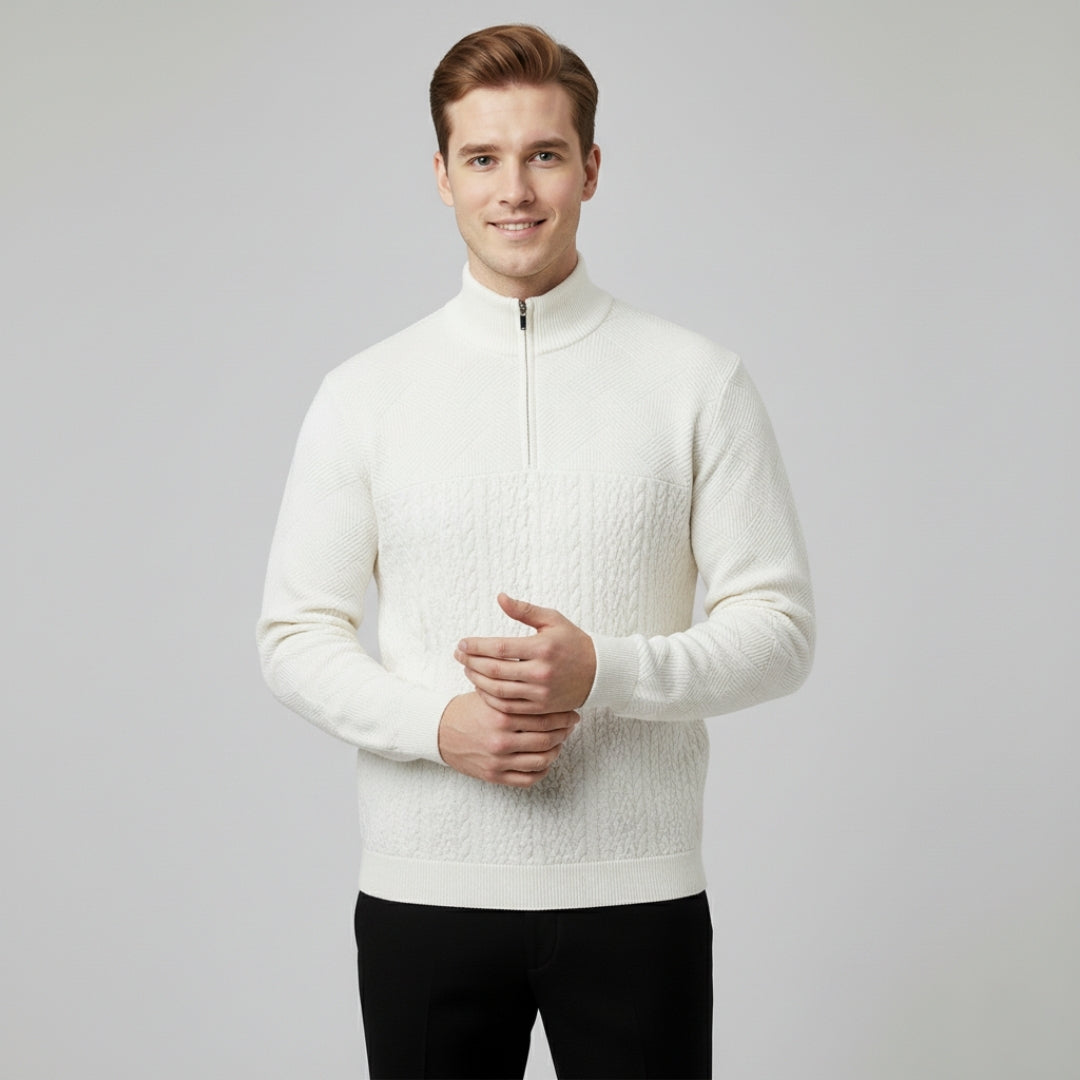 Men’s Half Zip Sweater with High Neck