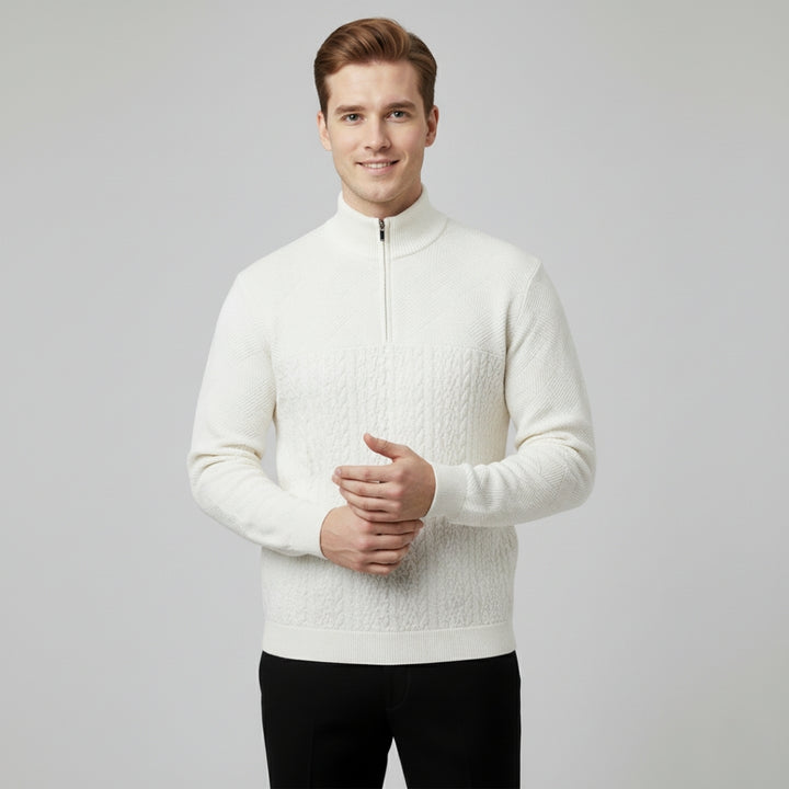 Men’s Half Zip Sweater with High Neck