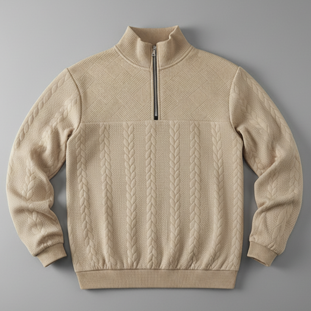 Men’s Half Zip Sweater with High Neck
