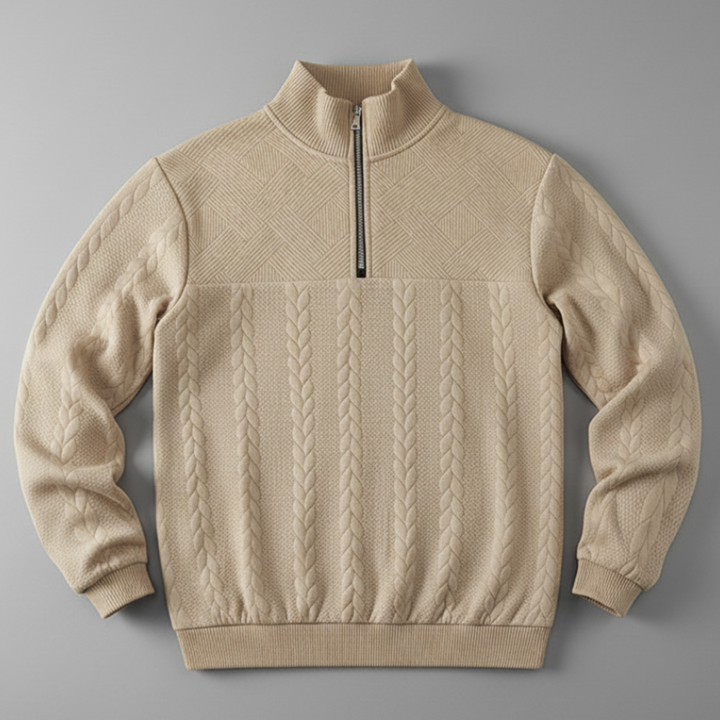 Men’s Half Zip Sweater with High Neck