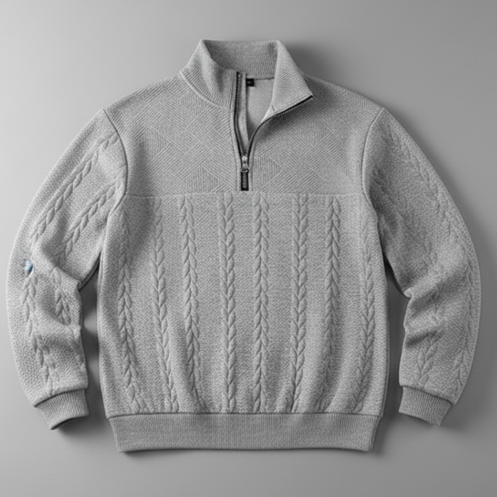 Men’s Half Zip Sweater with High Neck