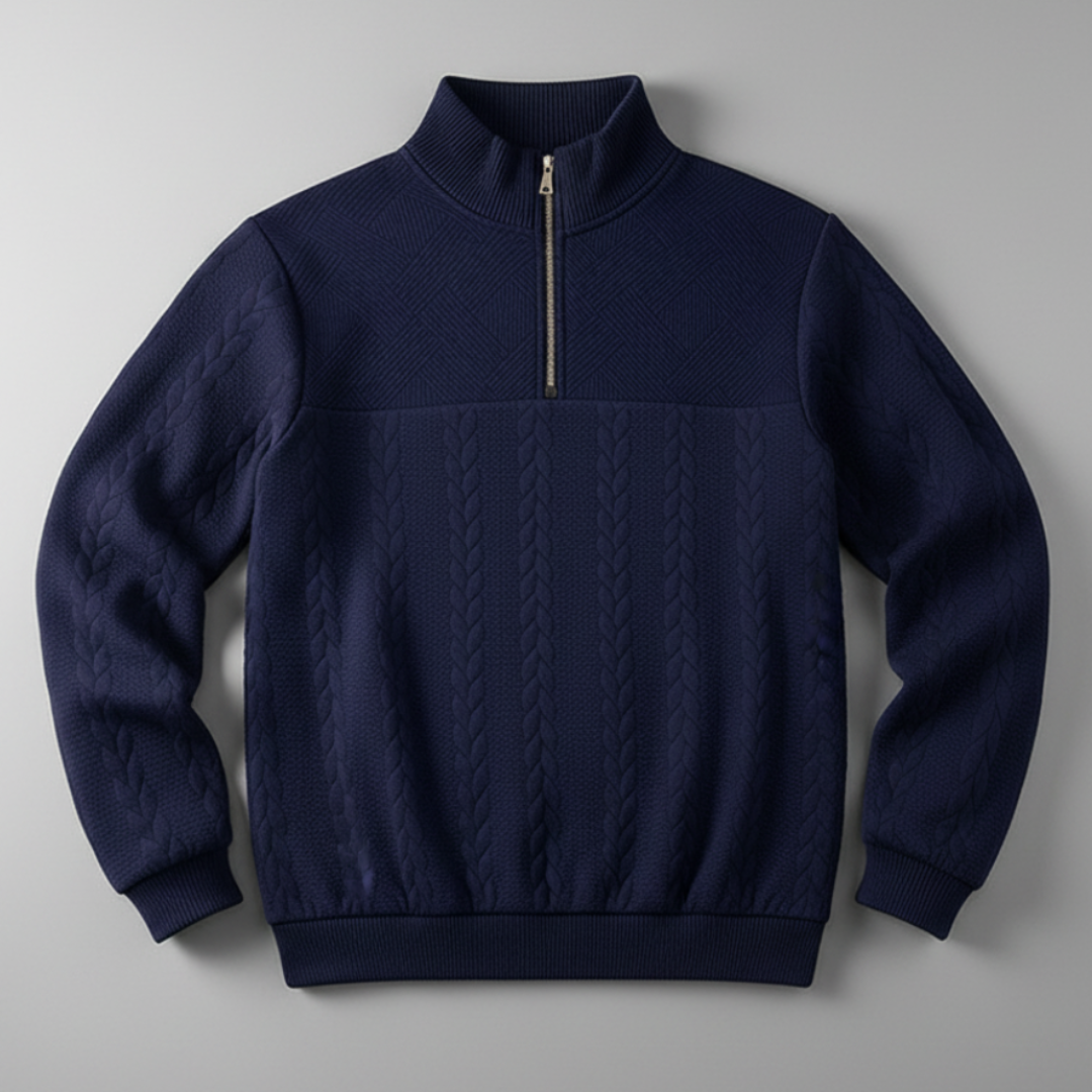 Men’s Half Zip Sweater with High Neck