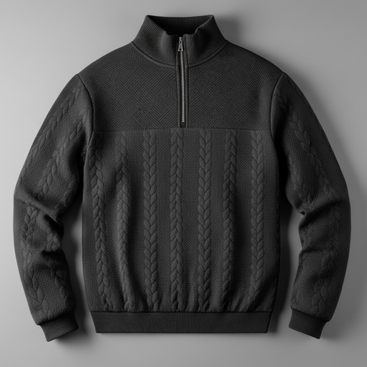 Men’s Half Zip Sweater with High Neck