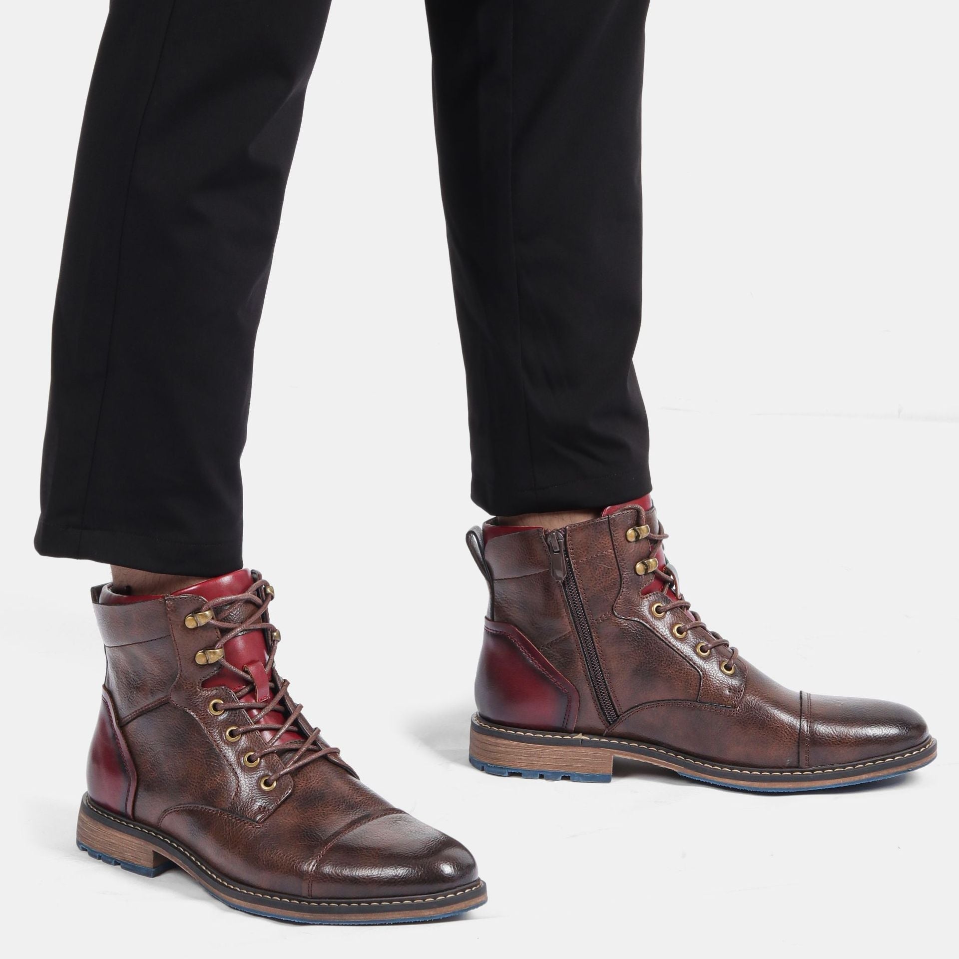 Men’s Lace Up Ankle Boots with Side Zip