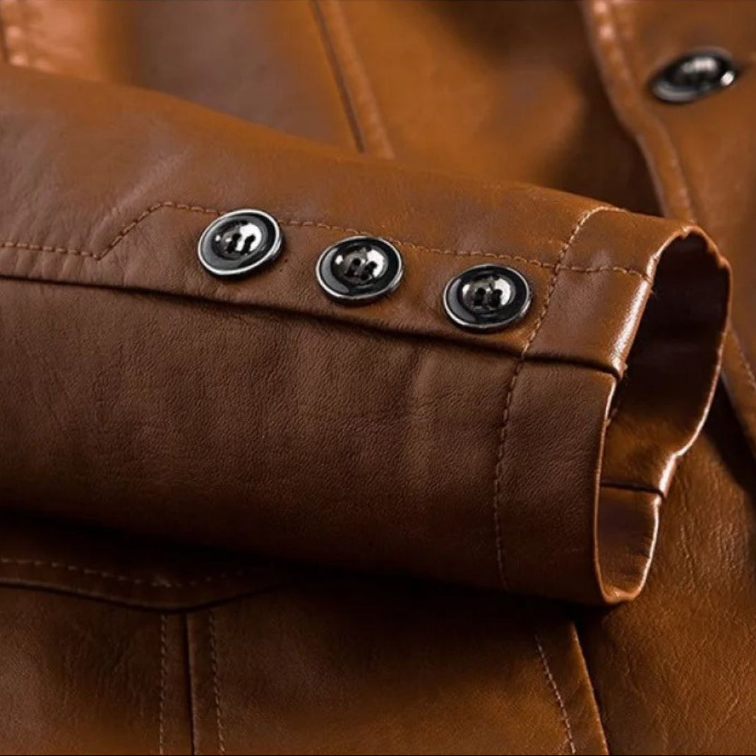 Men’s Leather Tailored Jacket with Double Button