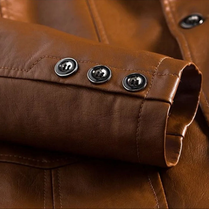 Men’s Leather Tailored Jacket with Double Button