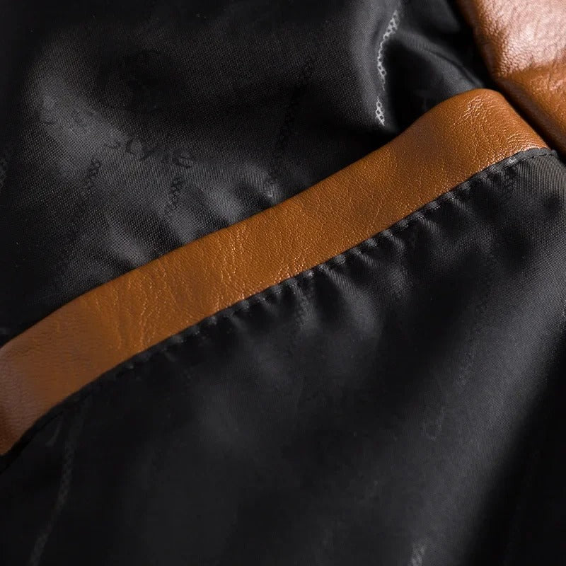 Men’s Leather Tailored Jacket with Double Button