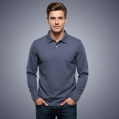 Men’s Long Sleeve Smart Casual Polo Shirt