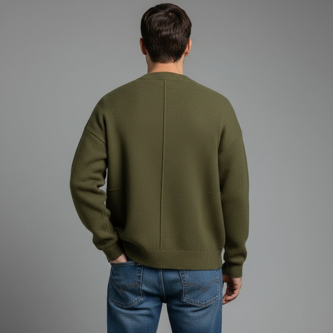 Men’s Relaxed Fit Knit Sweater with Button