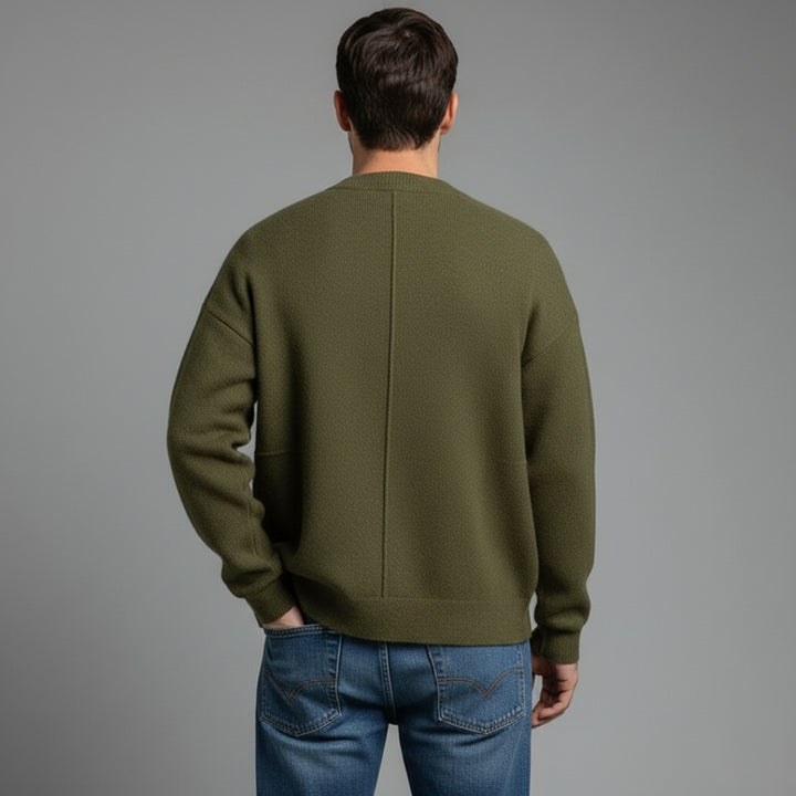 Men’s Relaxed Fit Knit Sweater with Button