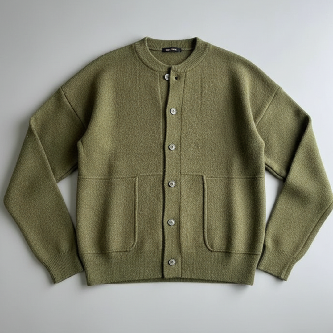 Men’s Relaxed Fit Knit Sweater with Button