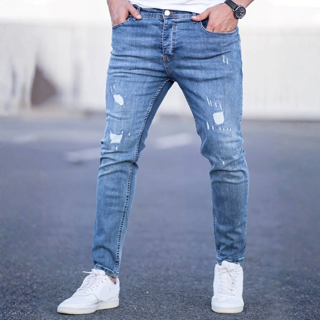 Men’s Ripped Skinny Jeans with Stylish Stretch Fit and Urban Edge