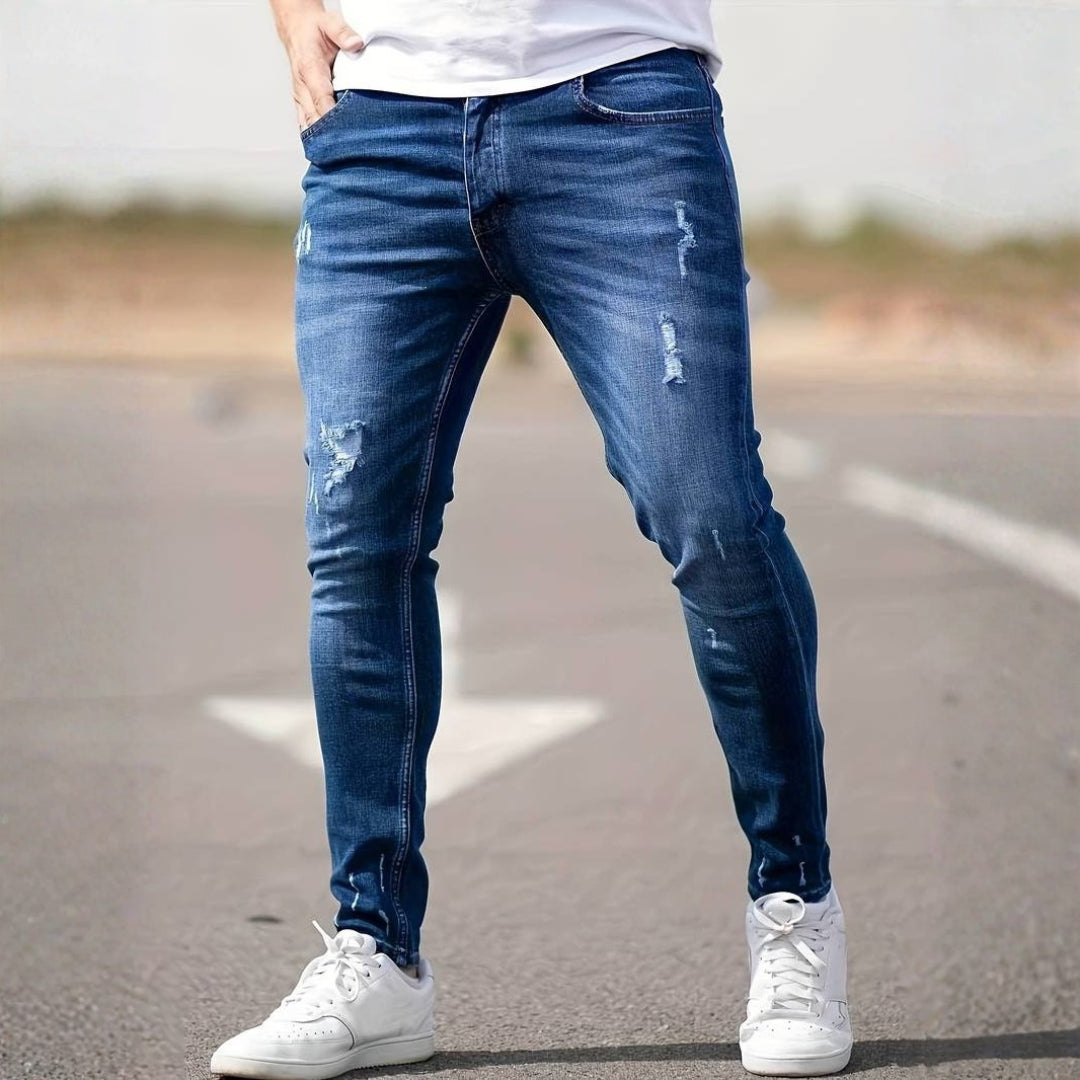 Men’s Ripped Skinny Jeans with Stylish Stretch Fit and Urban Edge
