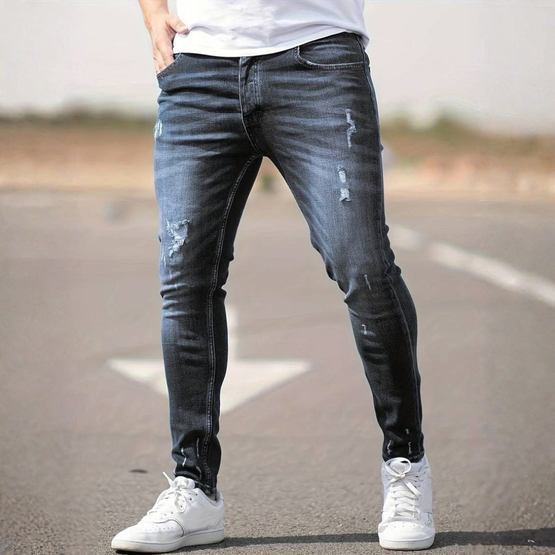 Men’s Ripped Skinny Jeans with Stylish Stretch Fit and Urban Edge
