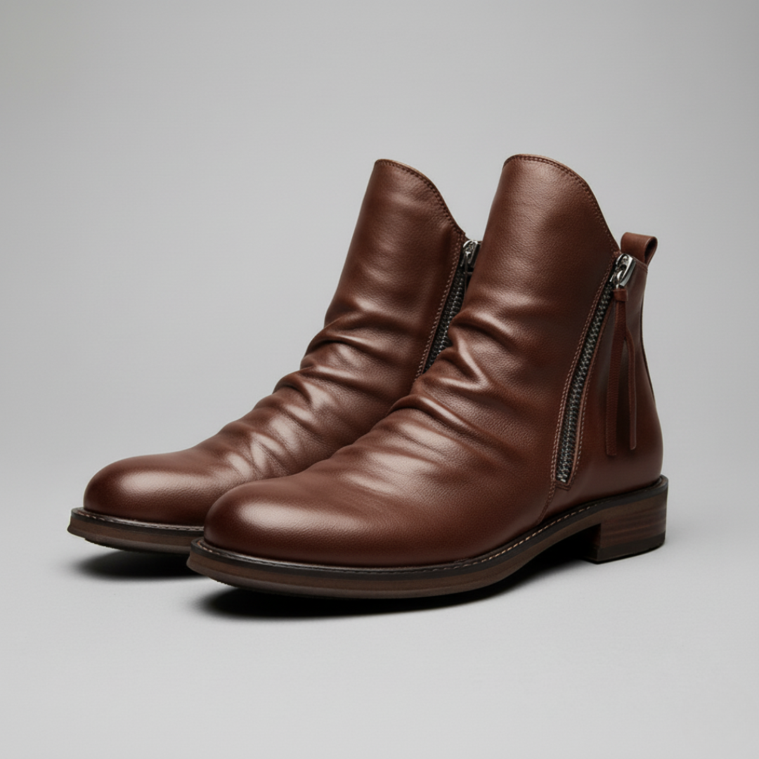 Men’s Side Zip Leather Ankle Boots