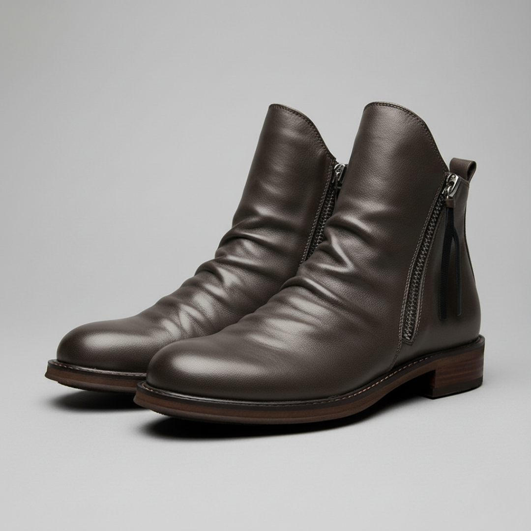 Men’s Side Zip Leather Ankle Boots