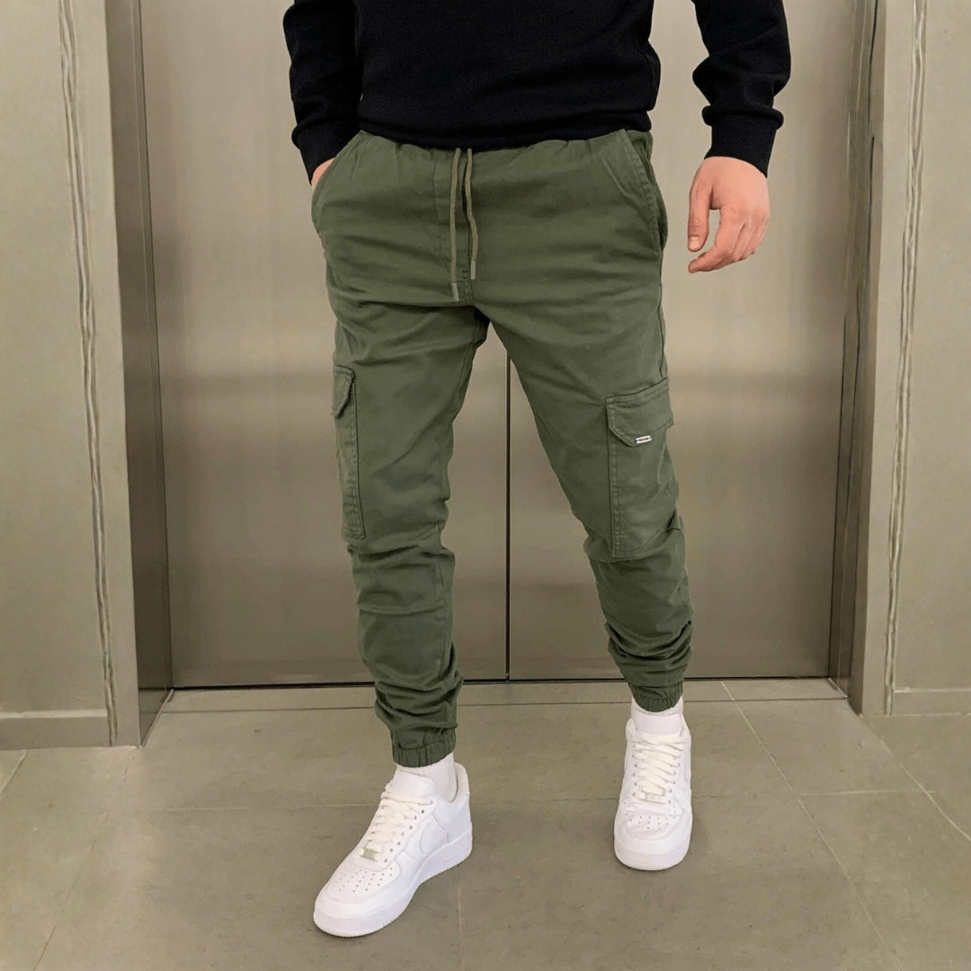Men’s Slim Fit Cargo Joggers with Adjustable Waist and Tapered Cuffs