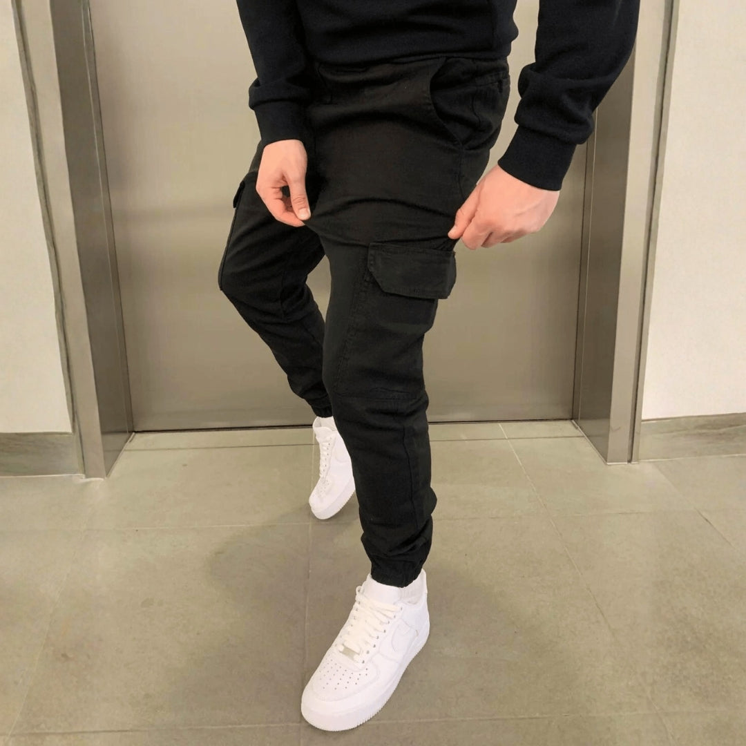 Men’s Slim Fit Cargo Joggers with Adjustable Waist and Tapered Cuffs