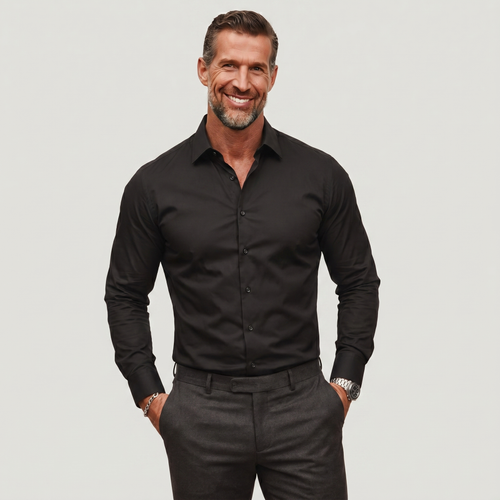Men's Slim Fit Non-Iron Dress Shirt with Structured Collar and Breathable Fabric