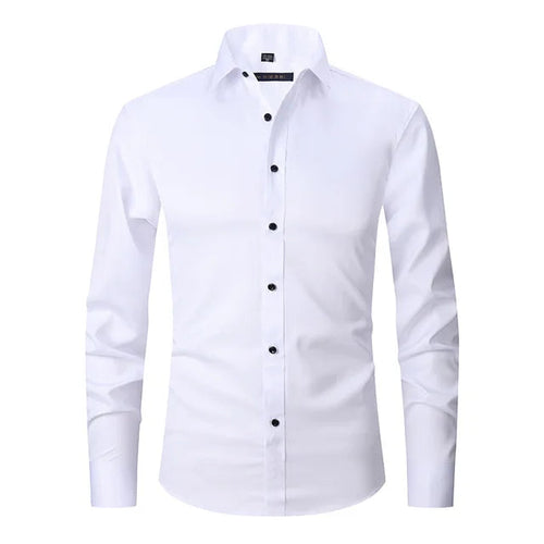 Men’s Spring Elastic Wrinkle-Free Dress Shirt with Slim Fit and Modern Design