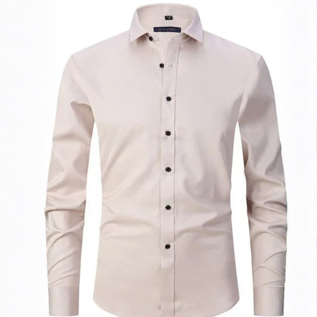 Men’s Spring Elastic Wrinkle-Free Dress Shirt with Slim Fit and Modern Design
