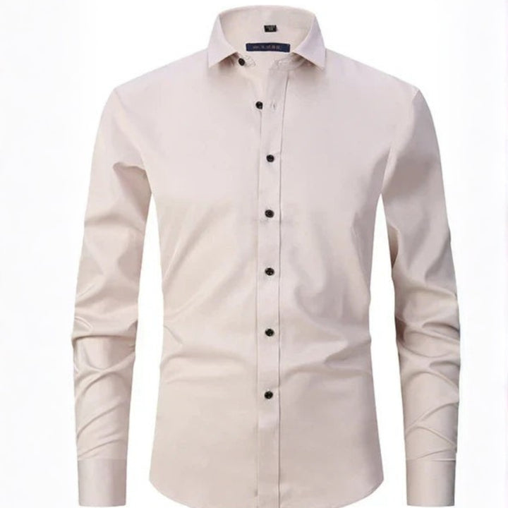 Men’s Spring Elastic Wrinkle-Free Dress Shirt with Slim Fit and Modern Design