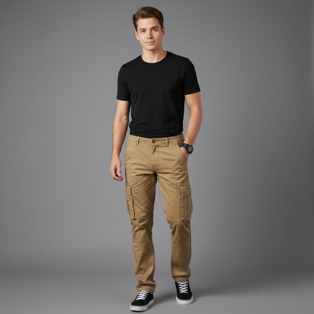 Men’s Straight Fit Cargo Pants with Multi Pocket Design