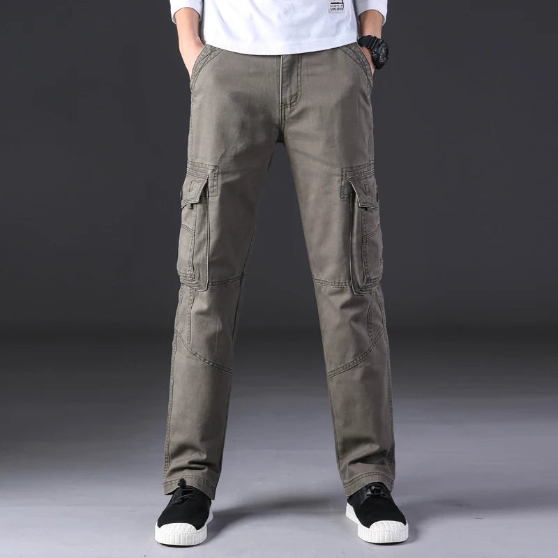 Men’s Straight Fit Cargo Pants with Multi Pocket Design