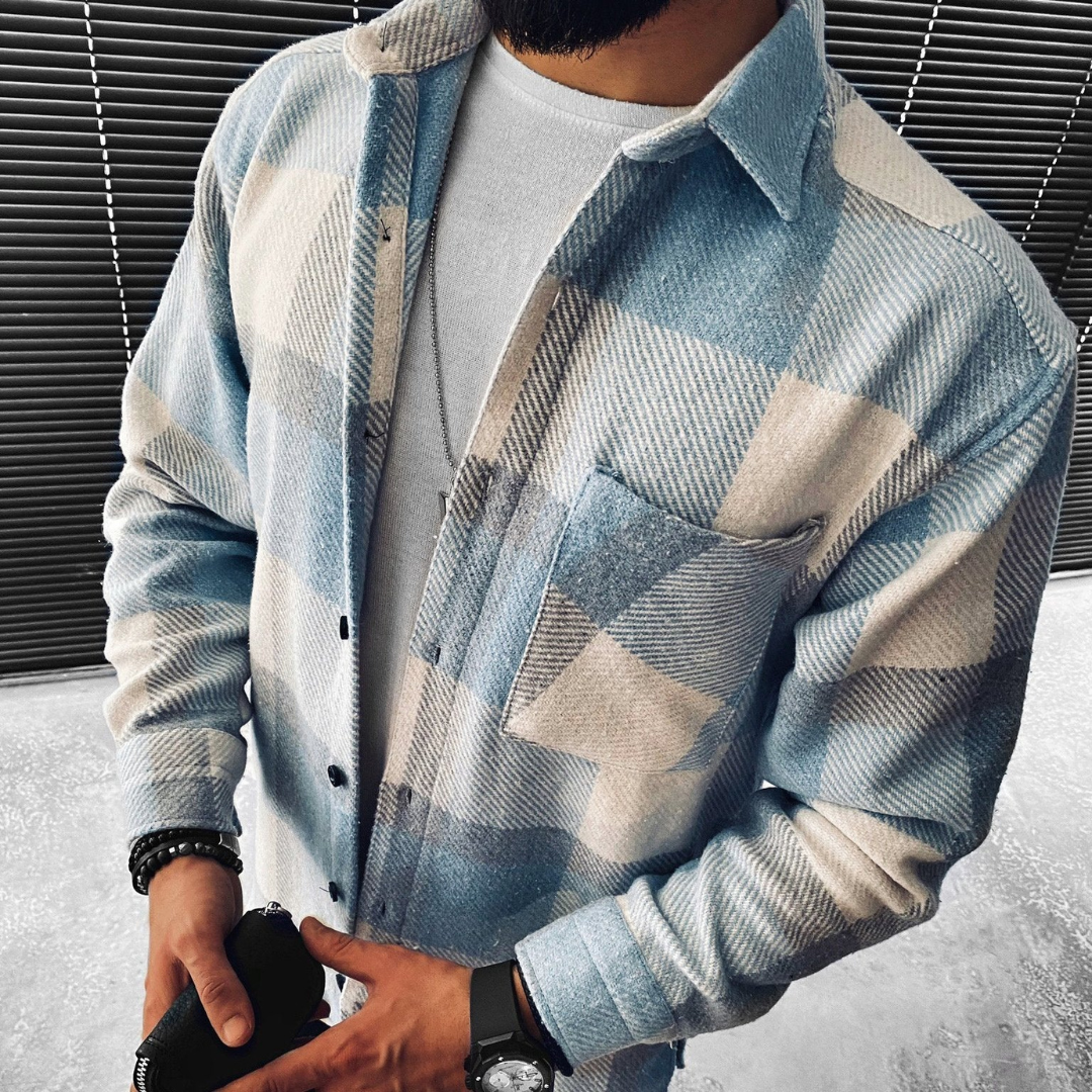 Men's Stylish Checked Overshirt – Button-Up Design with Comfortable Fit