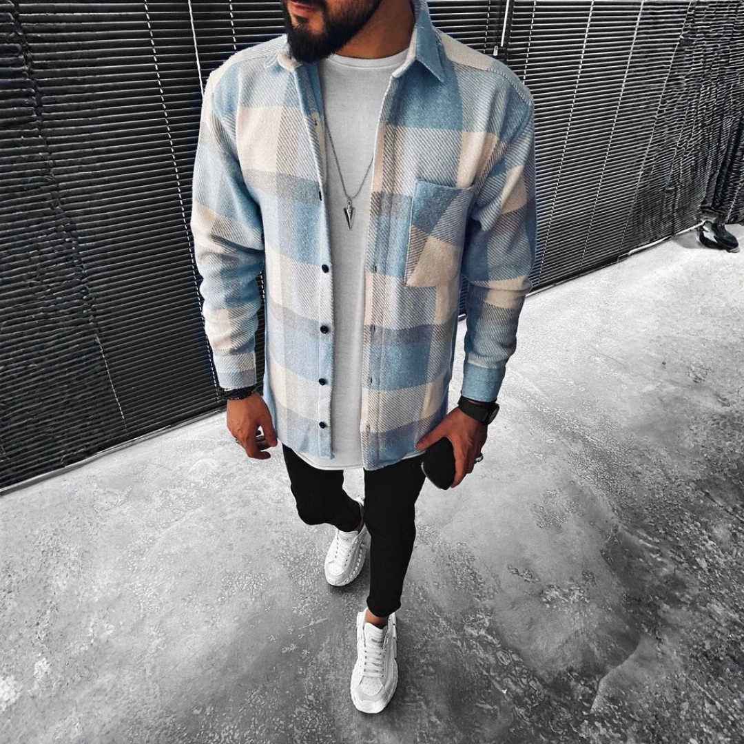 Men's Stylish Checked Overshirt – Button-Up Design with Comfortable Fit