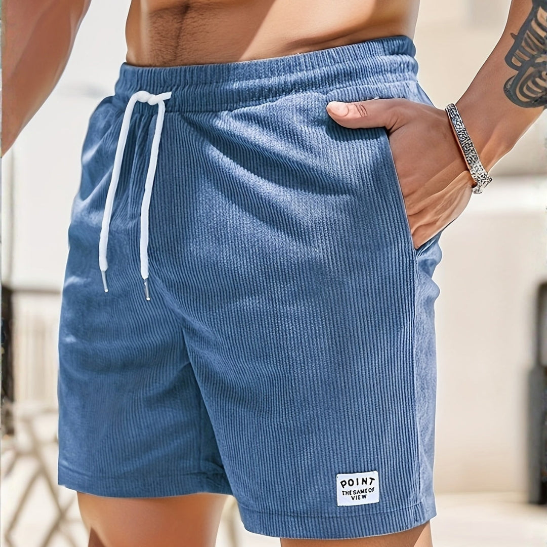 Men’s Summer Striped Corduroy Shorts with Drawstring and Elastic Waist