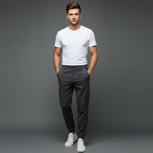 Men’s Tapered Fit Pants with Flexible Waist for Everyday Wear