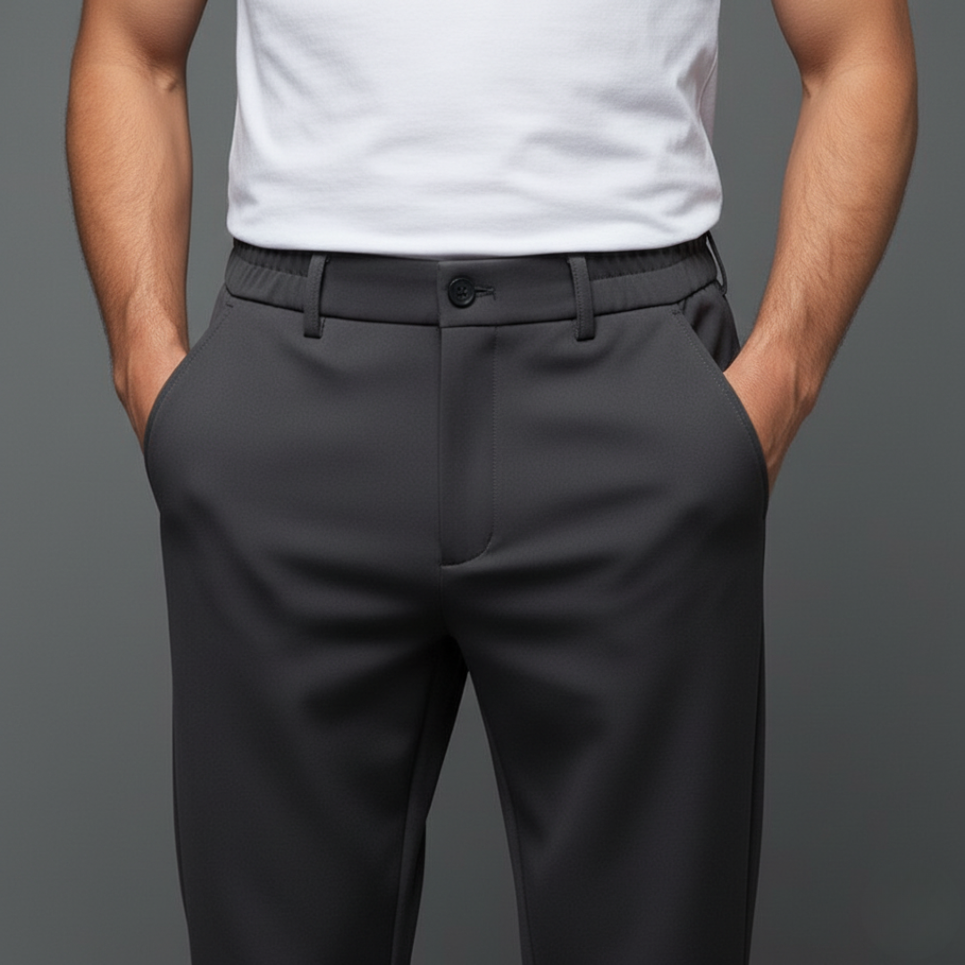 Men’s Tapered Fit Pants with Flexible Waist for Everyday Wear