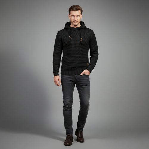 Men’s Textured Knit Hoodie Sweater