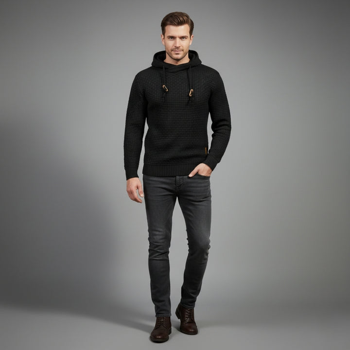 Men’s Textured Knit Hoodie Sweater