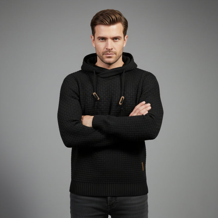 Men’s Textured Knit Hoodie Sweater