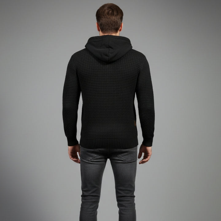 Men’s Textured Knit Hoodie Sweater