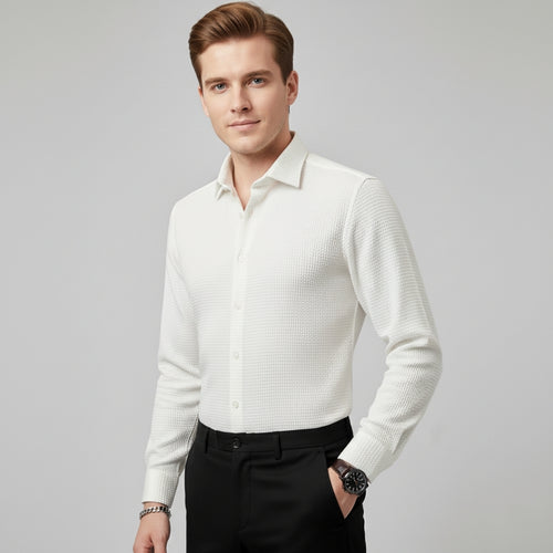 Men’s Textured Long Sleeve Dress Shirt